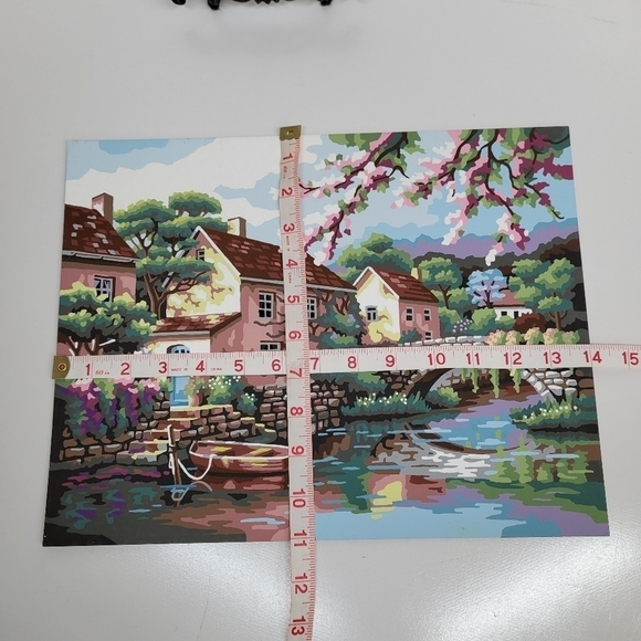Village Canal Paint by Numbers 14 by 11 Acrylic Painting Finished - Picture 14 of 15
